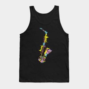 Saxophone sketchy style with colorful textures Tank Top